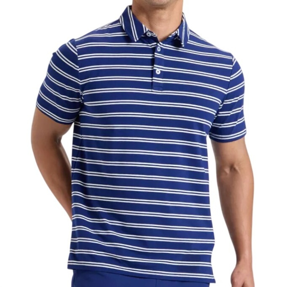 Men's Comfort Wear Striped Polo Shirt Goodfellow & Co‎ Navy Blue Medium